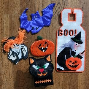 Vintage 80s Halloween Needlepoint Door Hanger Magnets